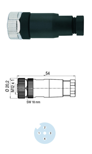 Konektor zásuvka M12 šroubovací svorky